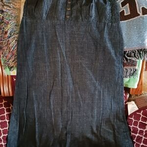 Angie Asymmetrical Denim Dress - Dark Blue